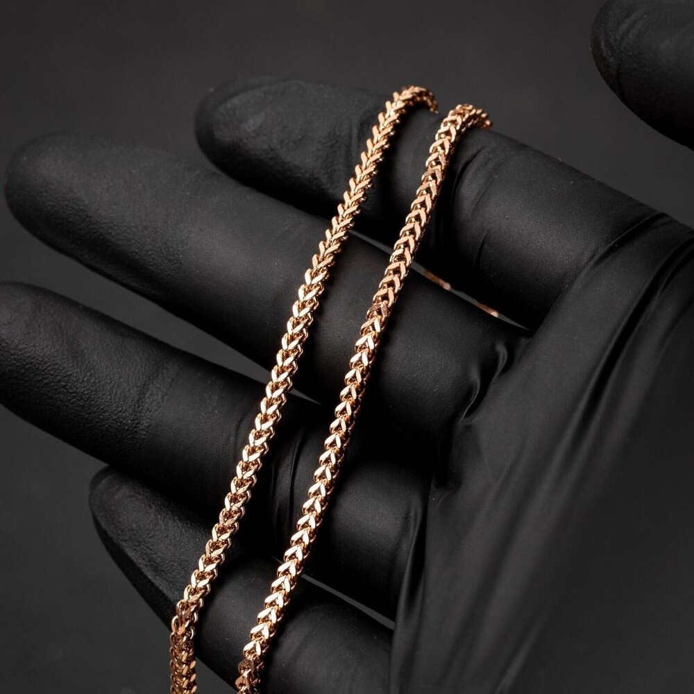 Rose Gold Plated Solid Heavy 316 Stainless Steel 2.5MM Franco Chain Necklace